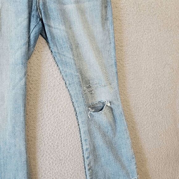 MM Vintage Women's Flare Raw Hem Embroidered Rocket Ship Sun Rainbow Jeans 29 - Picture 4 of 11